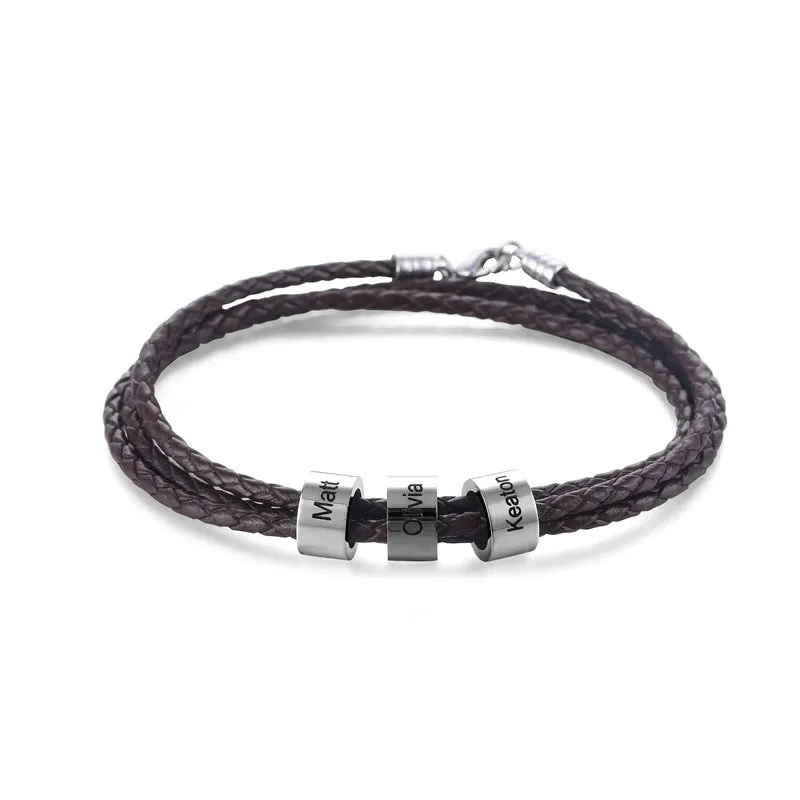 DIY Leather Braided Bracelet 

DIY Letters, Titanium Steel Beads, Engravable Name Bracelet Gift