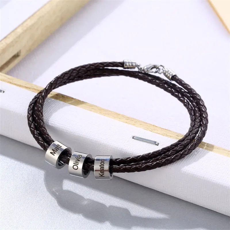 DIY Leather Braided Bracelet 

DIY Letters, Titanium Steel Beads, Engravable Name Bracelet Gift