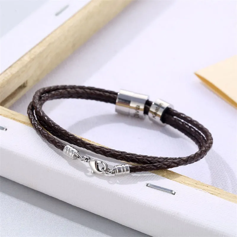 DIY Leather Braided Bracelet 

DIY Letters, Titanium Steel Beads, Engravable Name Bracelet Gift