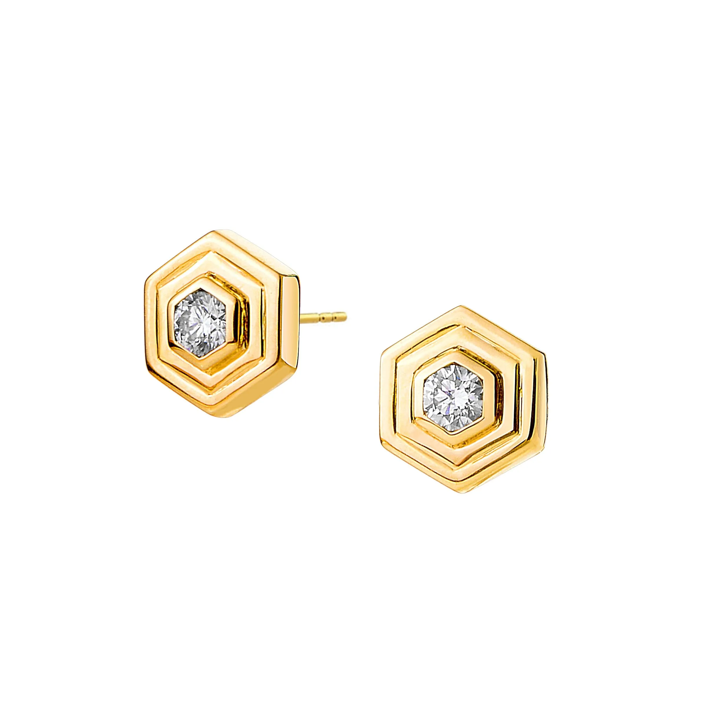 Double Bezel Hex Studs