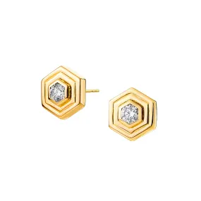 Double Bezel Hex Studs