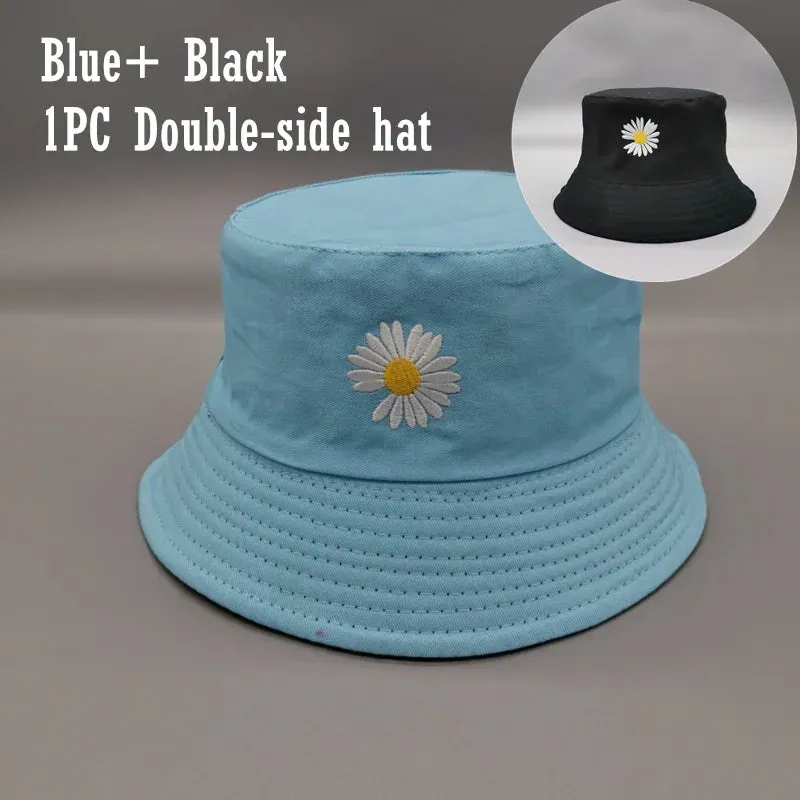 Double-sided Wearing Cap Solid Color Bucket Hat Unisex Sun Hat Reversible Fisherman Hat
