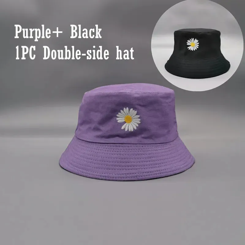 Double-sided Wearing Cap Solid Color Bucket Hat Unisex Sun Hat Reversible Fisherman Hat
