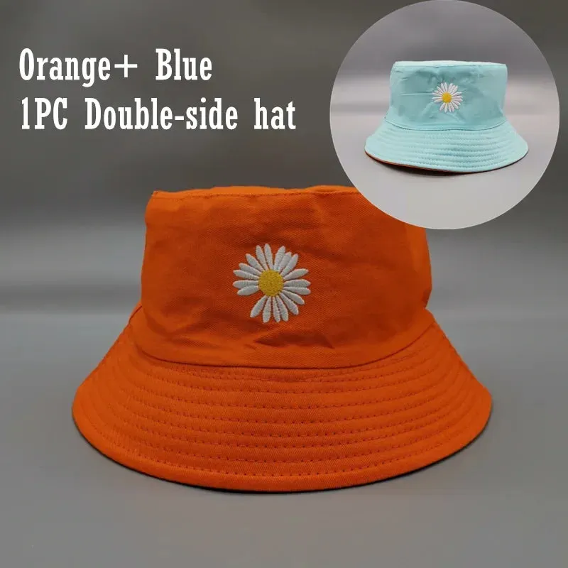 Double-sided Wearing Cap Solid Color Bucket Hat Unisex Sun Hat Reversible Fisherman Hat