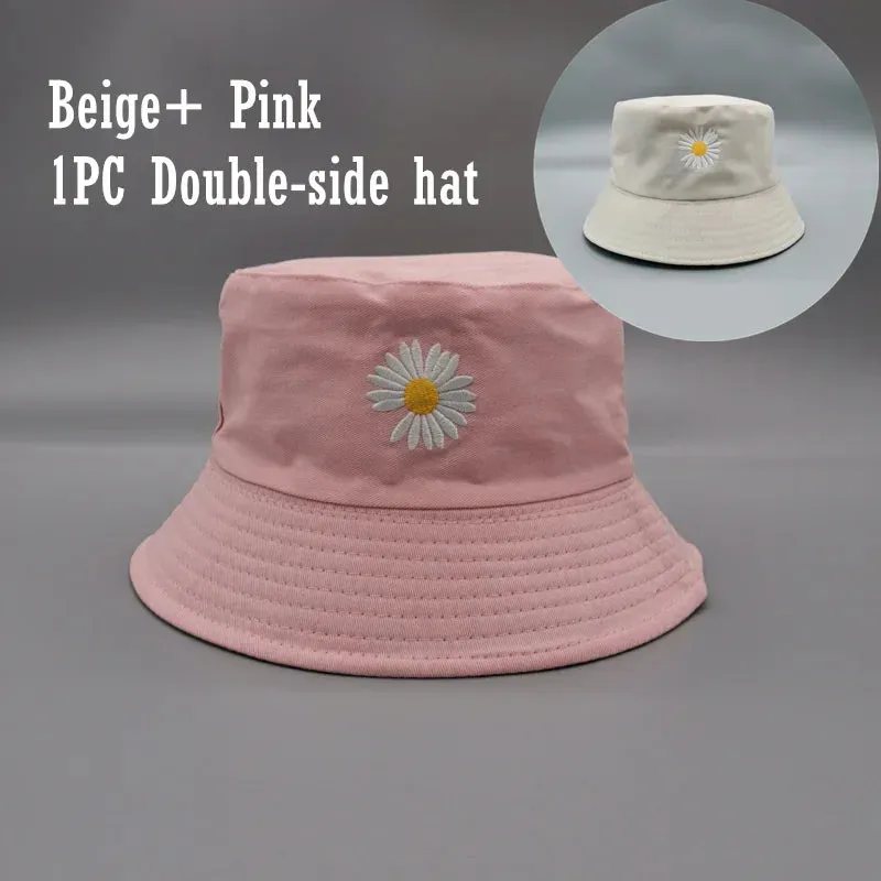 Double-sided Wearing Cap Solid Color Bucket Hat Unisex Sun Hat Reversible Fisherman Hat