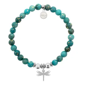 Dragonfly Charm with Blue Opal Jade Charity Bracelet