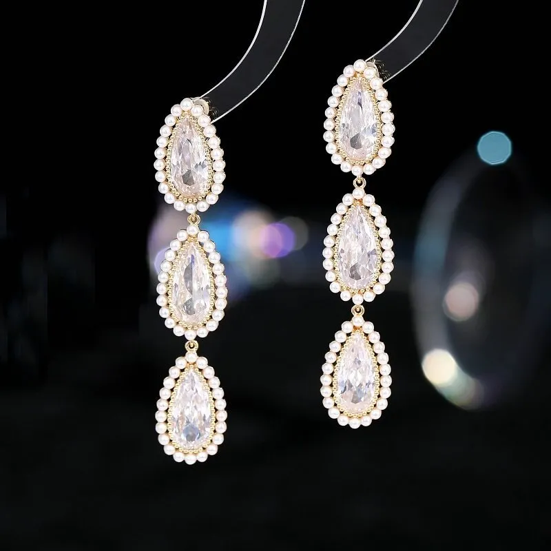 Drop Cubic Zircionia Dangle Earring for Girls,Pearls Dangler Jewelry for Women,Promt Accessories Jewelry LYX244