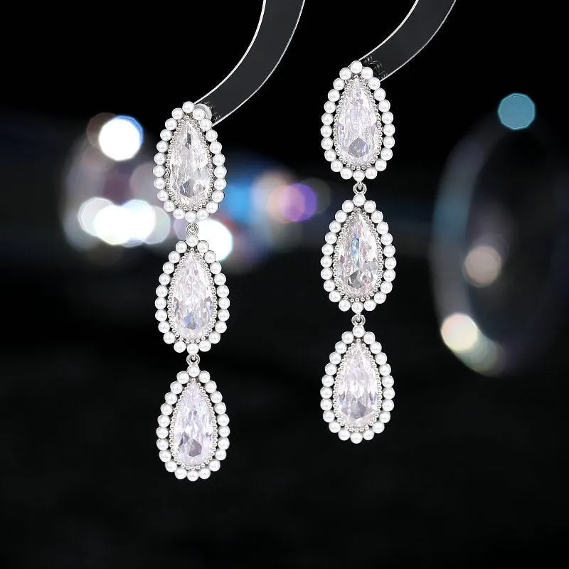 Drop Cubic Zircionia Dangle Earring for Girls,Pearls Dangler Jewelry for Women,Promt Accessories Jewelry LYX244