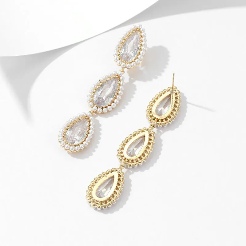 Drop Cubic Zircionia Dangle Earring for Girls,Pearls Dangler Jewelry for Women,Promt Accessories Jewelry LYX244
