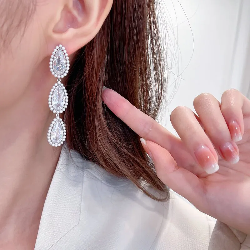 Drop Cubic Zircionia Dangle Earring for Girls,Pearls Dangler Jewelry for Women,Promt Accessories Jewelry LYX244