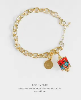 EDEN   ELIE Modern Peranakan gold charm bracelet - vermilion