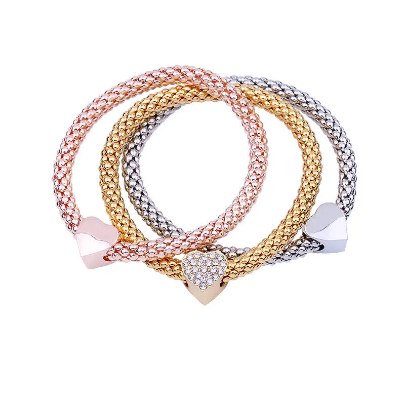 Elastic Bracelet European And American Heart Pendant Bracelet Fashion Bracelet