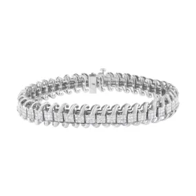 Elegant 14K White Gold Diamond Tennis Bracelet with 5.0 Cttw Invisible Set Princess Cuts