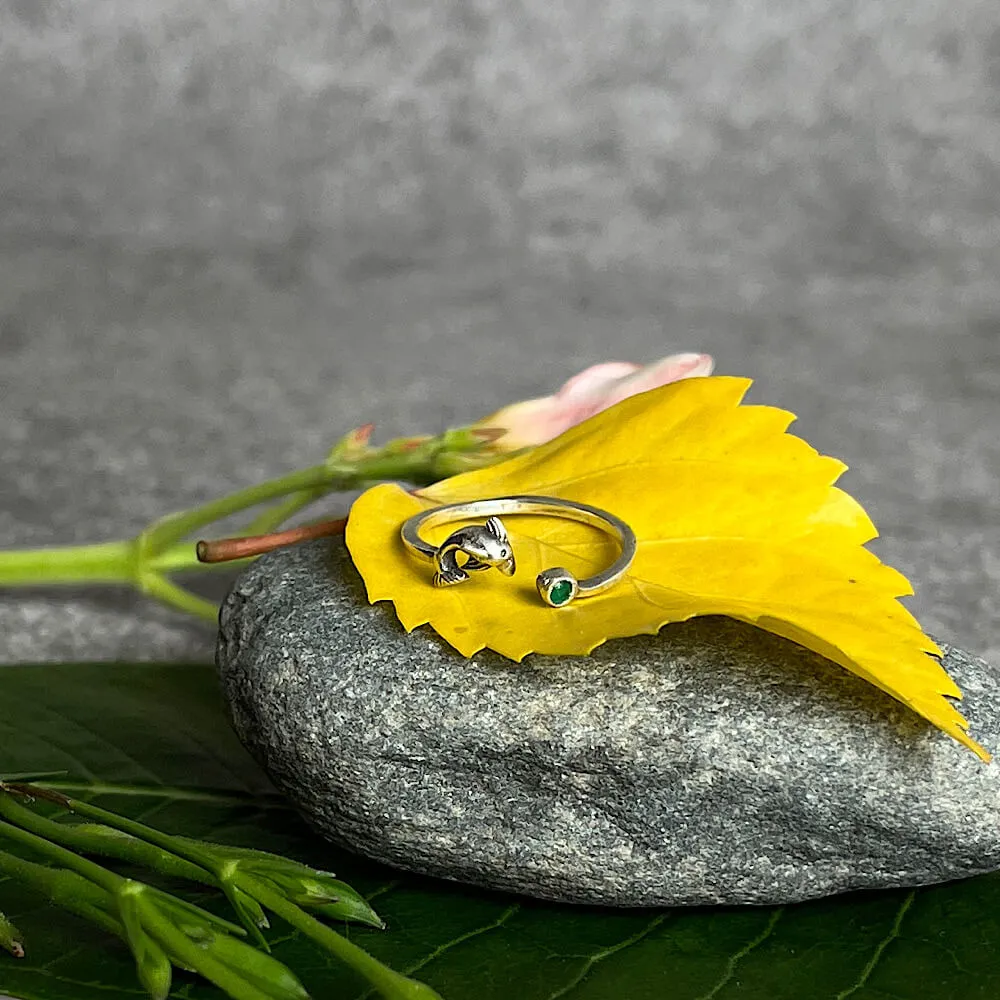 Emerald Dolphin Toe Ring (single)