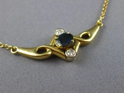 ESTATE .92CT DIAMOND & AAA SAPPHIRE 18KT YELLOW GOLD 3D INFINITY NECKLACE #23693