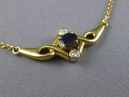 ESTATE .92CT DIAMOND & AAA SAPPHIRE 18KT YELLOW GOLD 3D INFINITY NECKLACE #23693