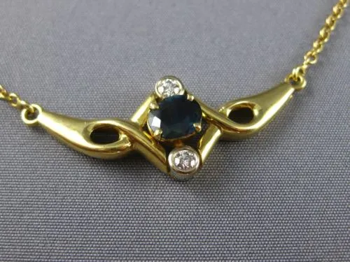 ESTATE .92CT DIAMOND & AAA SAPPHIRE 18KT YELLOW GOLD 3D INFINITY NECKLACE #23693