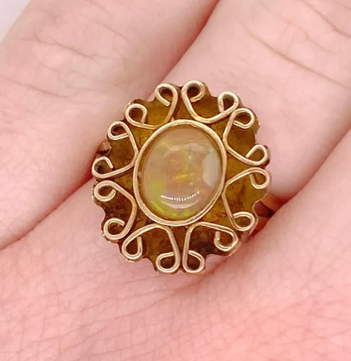 Estate Opal Filigree Ring