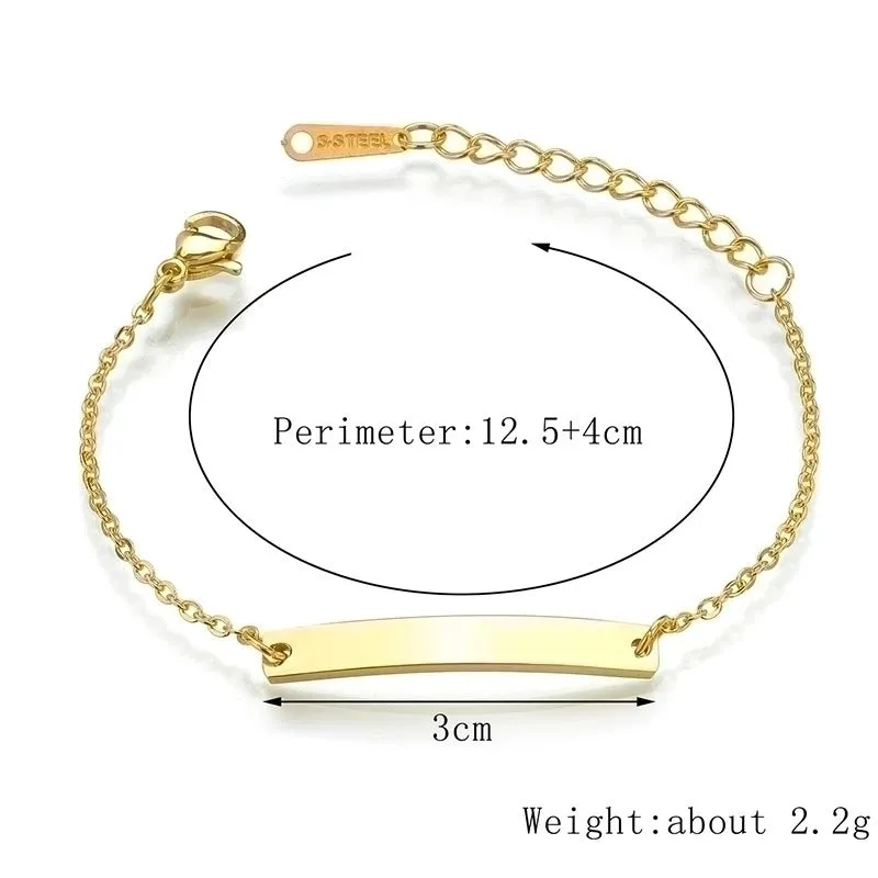 European And American Creative Children's Curved Brand Bracelet Engraving Stainless Steel Bracelet