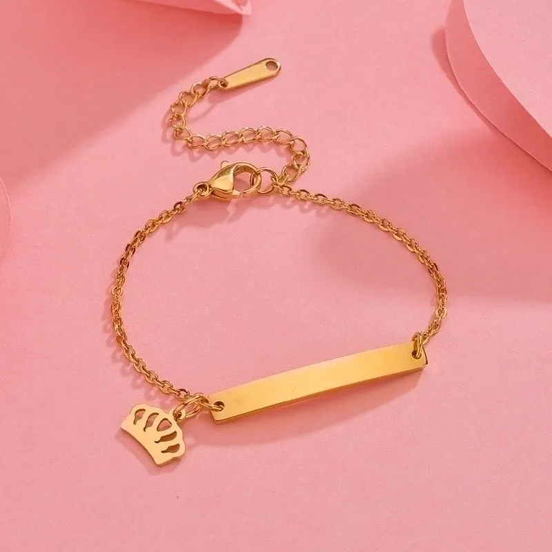European And American Creative Children's Curved Brand Bracelet Engraving Stainless Steel Bracelet