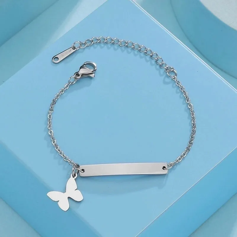 European And American Creative Children's Curved Brand Bracelet Engraving Stainless Steel Bracelet