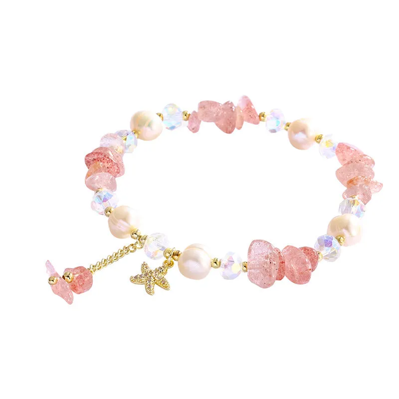European And American Fashion Micro-inlaid Starfish Irregular Strawberry Crystal Pearl Bracelet Women