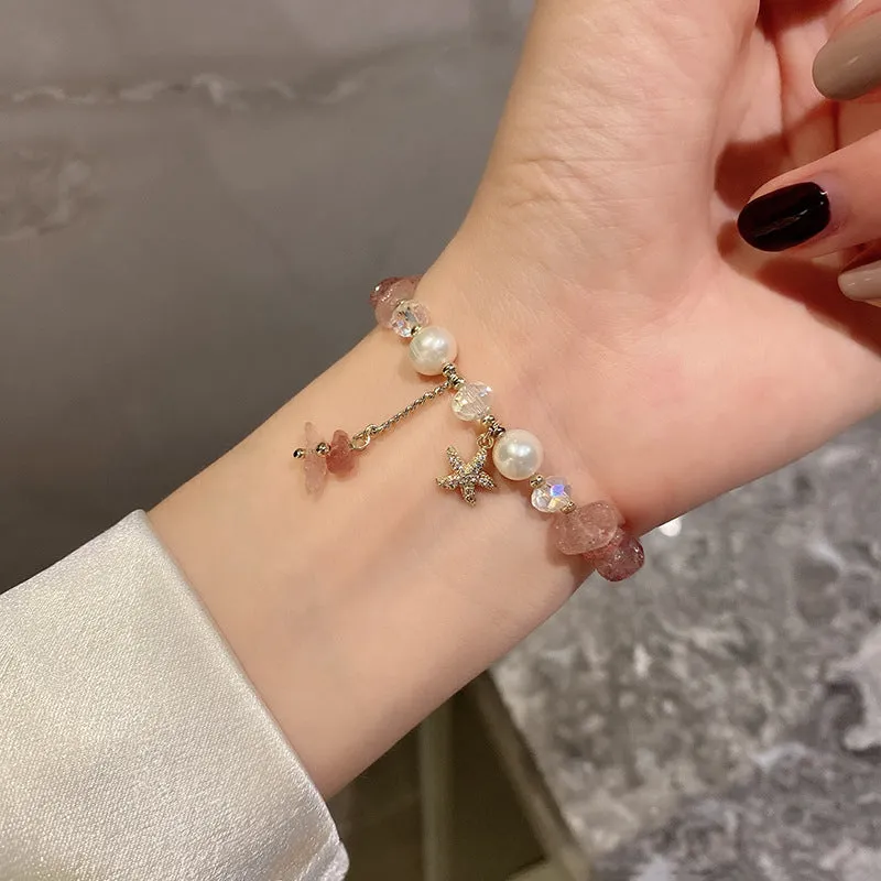 European And American Fashion Micro-inlaid Starfish Irregular Strawberry Crystal Pearl Bracelet Women