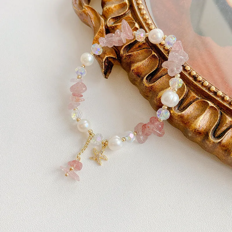 European And American Fashion Micro-inlaid Starfish Irregular Strawberry Crystal Pearl Bracelet Women