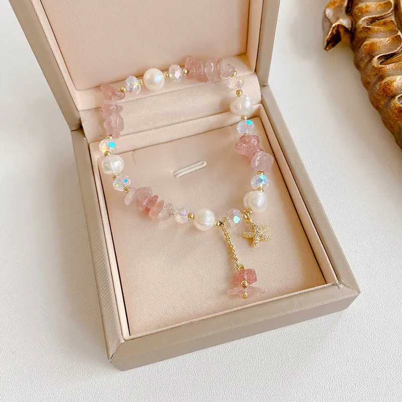 European And American Fashion Micro-inlaid Starfish Irregular Strawberry Crystal Pearl Bracelet Women