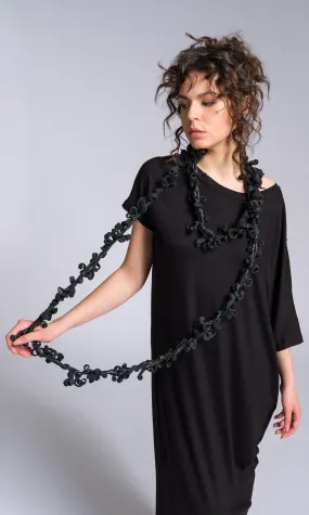 Extra Long Black Genuine Leather Necklace