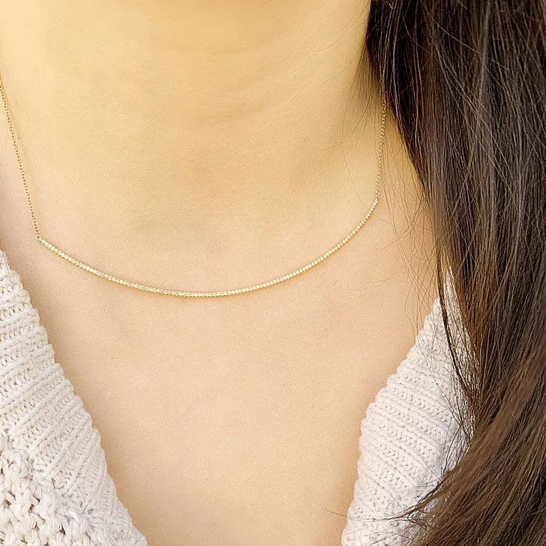 Extra Long Diamond Bar Necklace