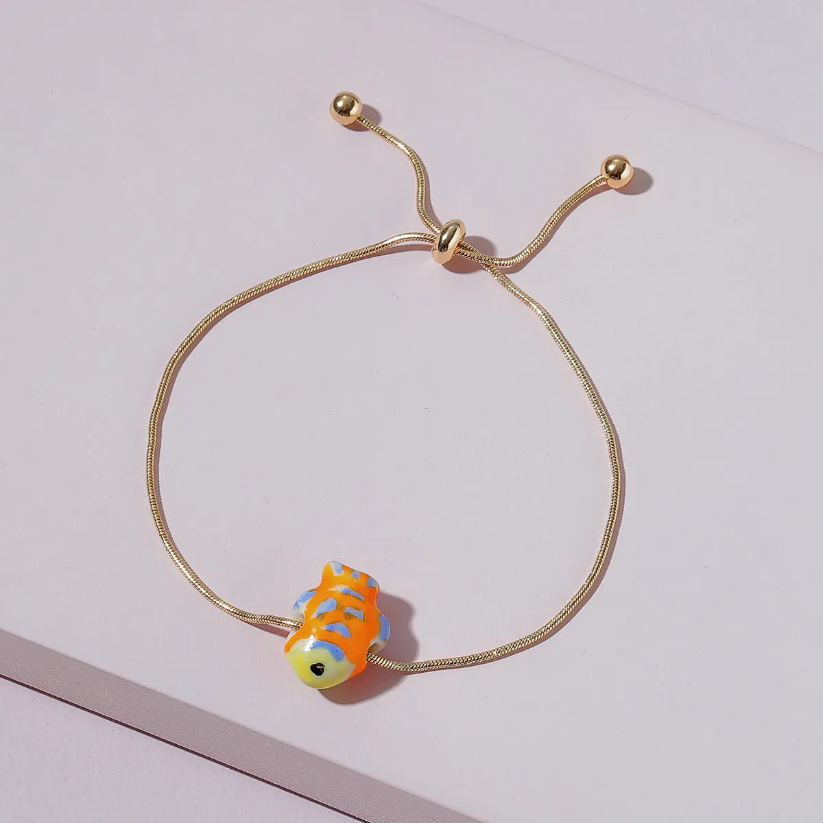 Fashion Jewelry Ceramic Fish Snake Chain Drawstring Bracelet