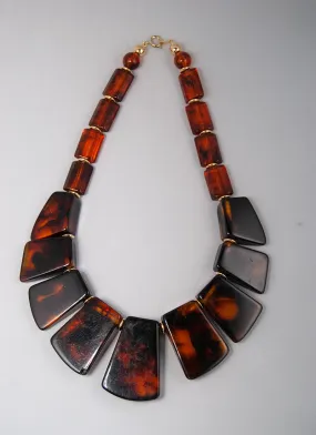 Faux amber stone bead necklace