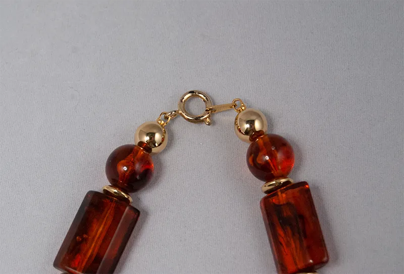 Faux amber stone bead necklace