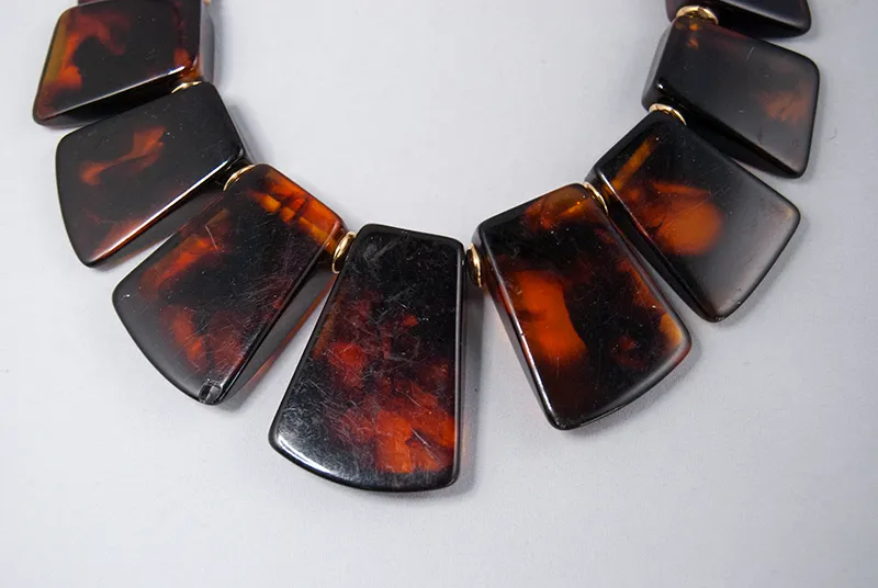 Faux amber stone bead necklace