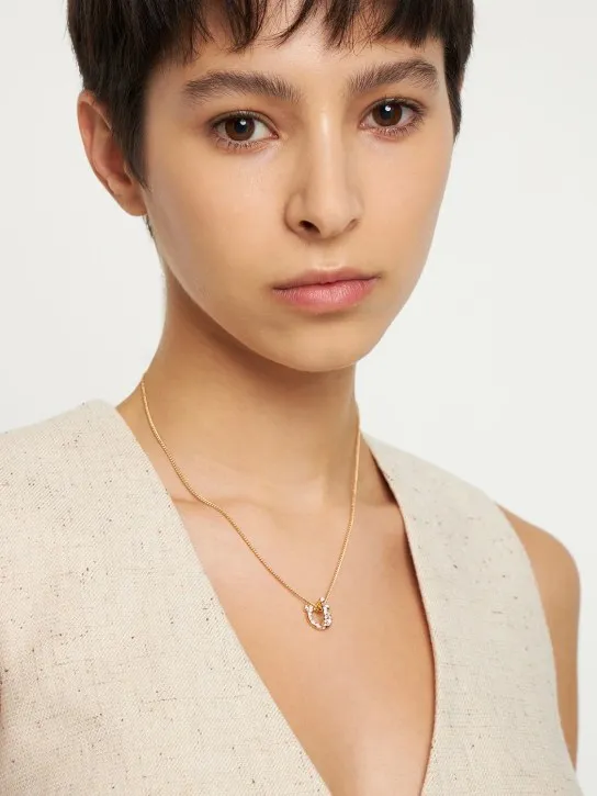 Ferragamo   Gancio 3D crystal charm necklace 