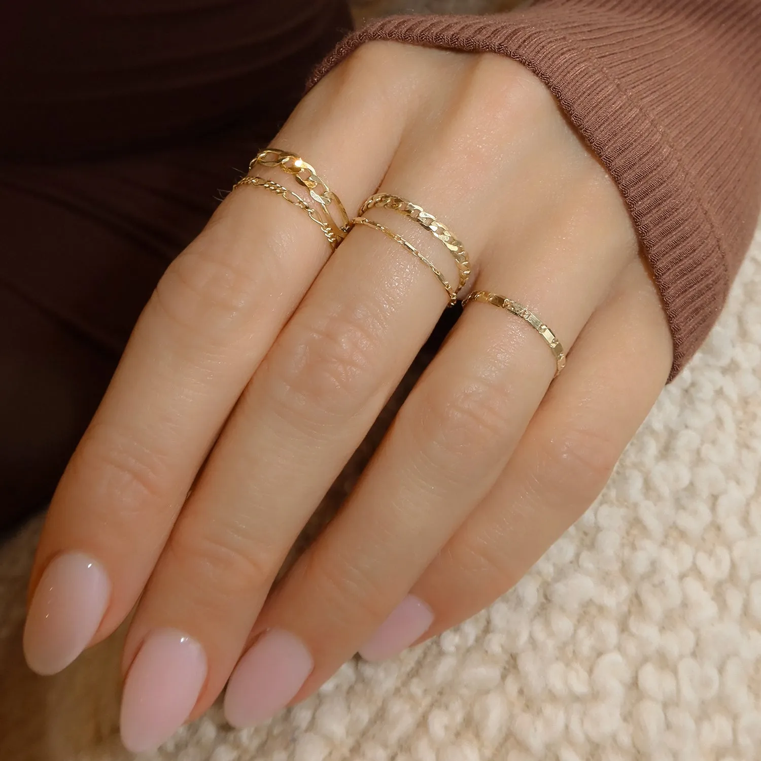 Figaro Chain Ring | Solid 14k Gold