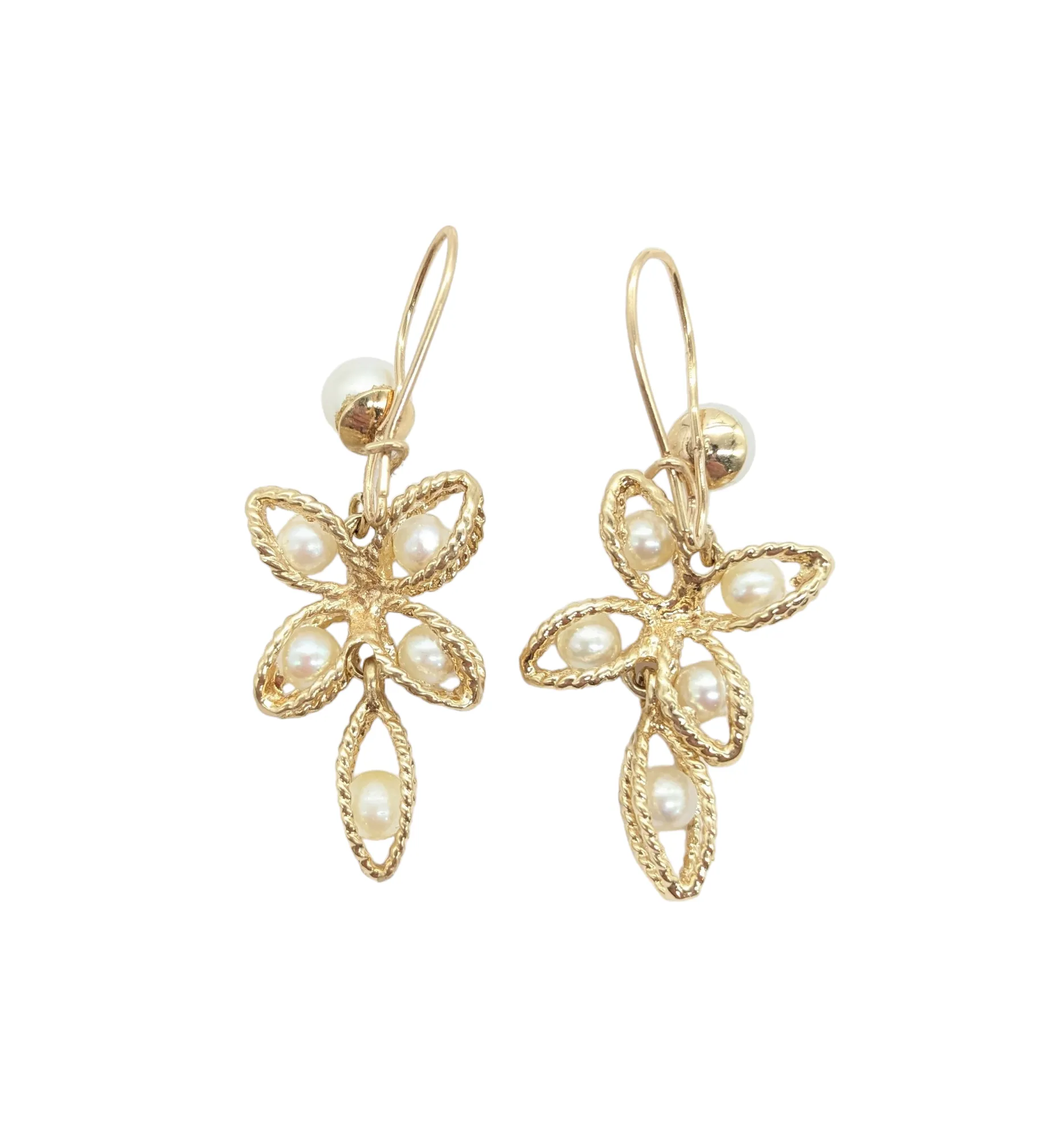 Floral Design Pearl Drop Earrings
