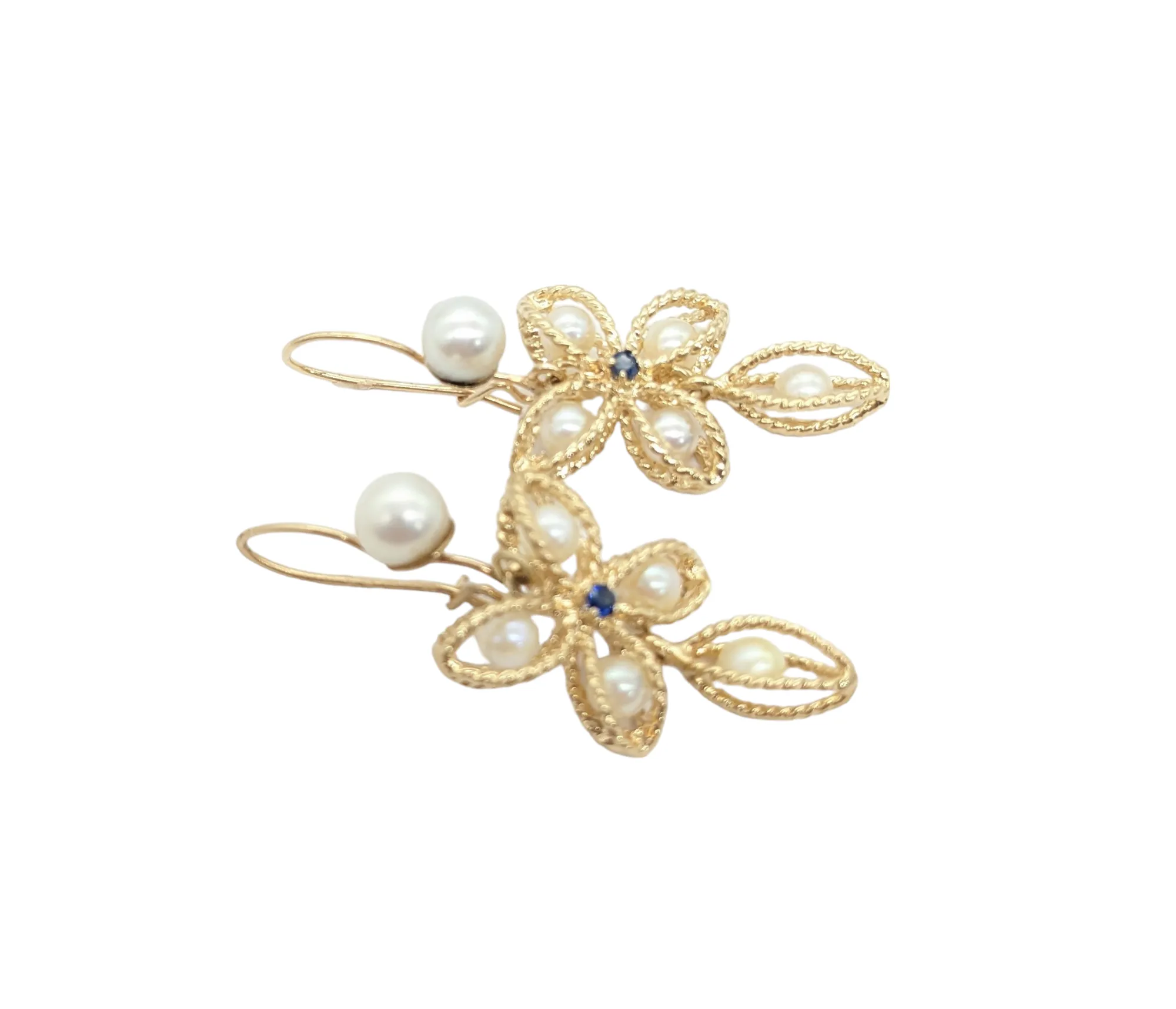 Floral Design Pearl Drop Earrings