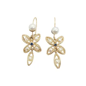 Floral Design Pearl Drop Earrings