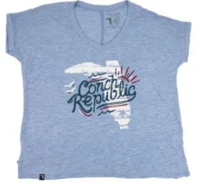 Florida Cracker Trading Co. Women's Blue Conch Cropped SS T-Shirt