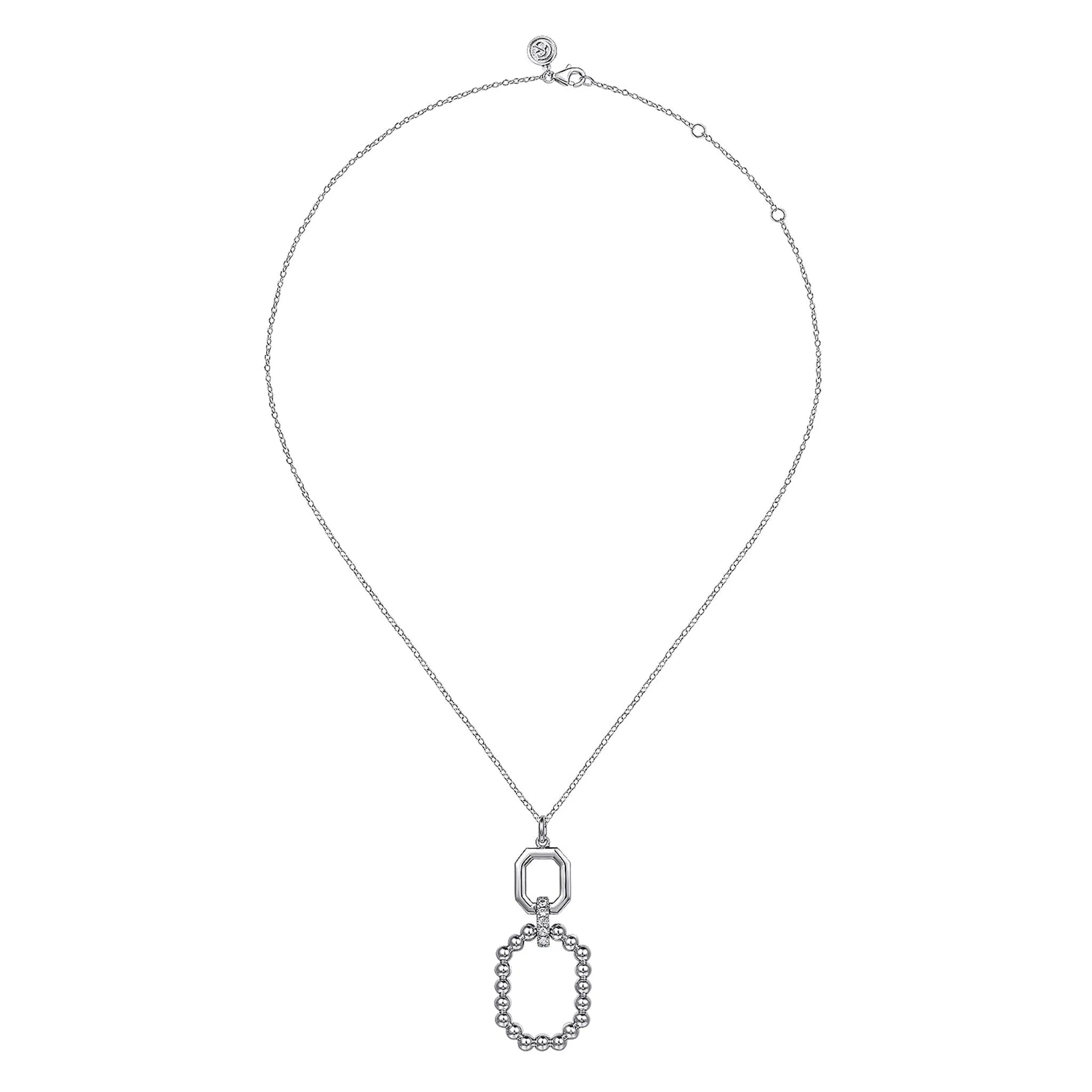 Gabriel Sterling Silver .24ctw Geometric Style Necklace