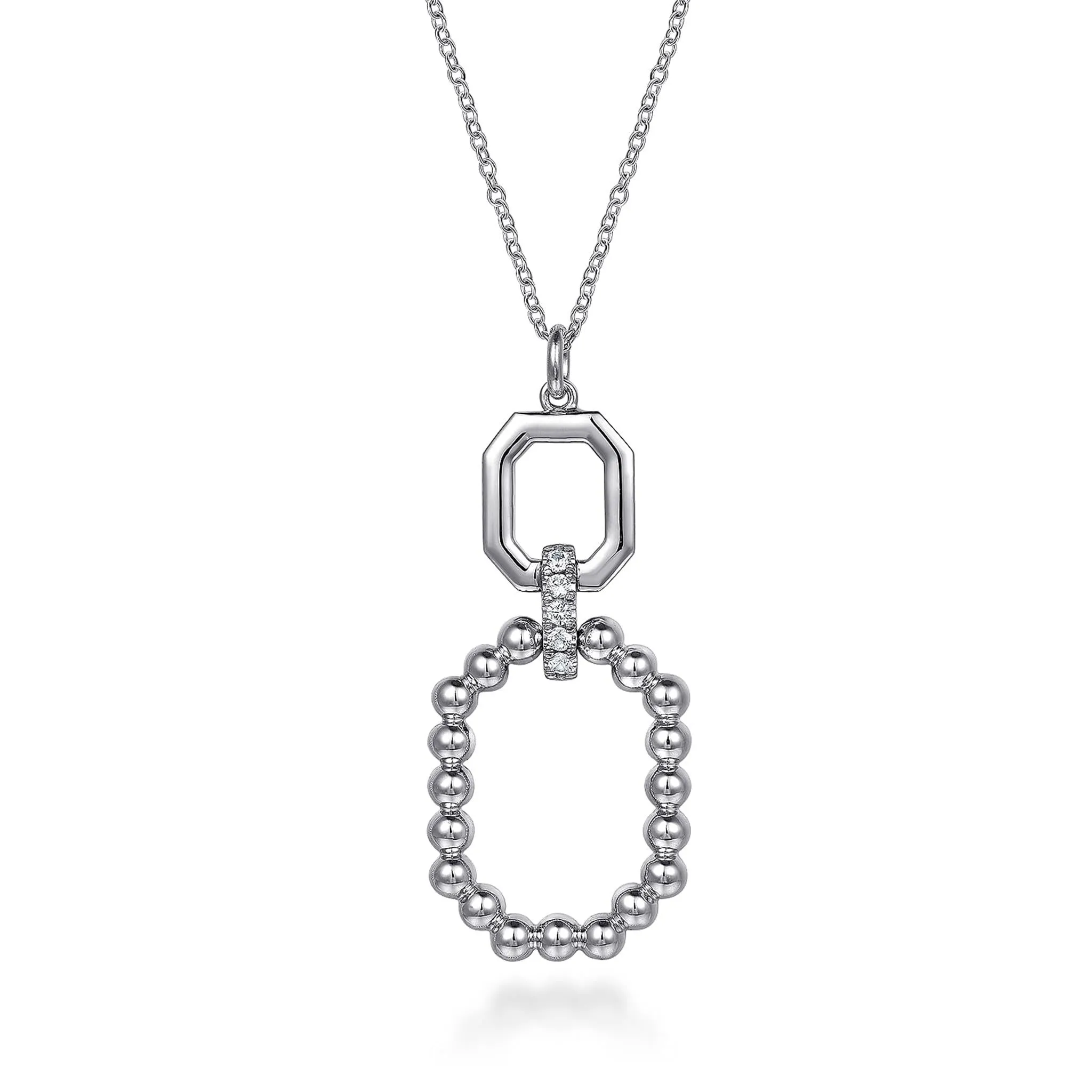 Gabriel Sterling Silver .24ctw Geometric Style Necklace