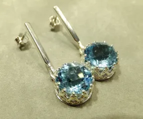 Genuine Blue Topaz Drop Earrings in Sterling Silver