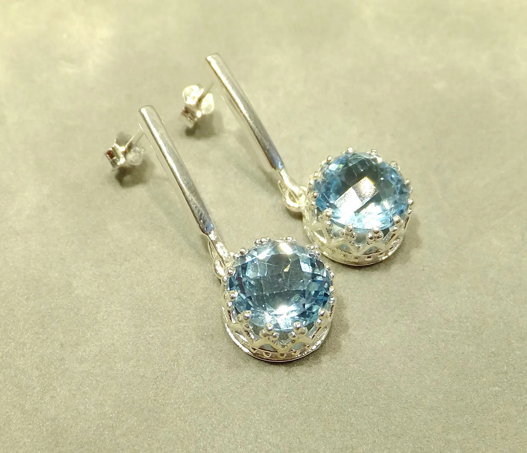 Genuine Blue Topaz Drop Earrings in Sterling Silver