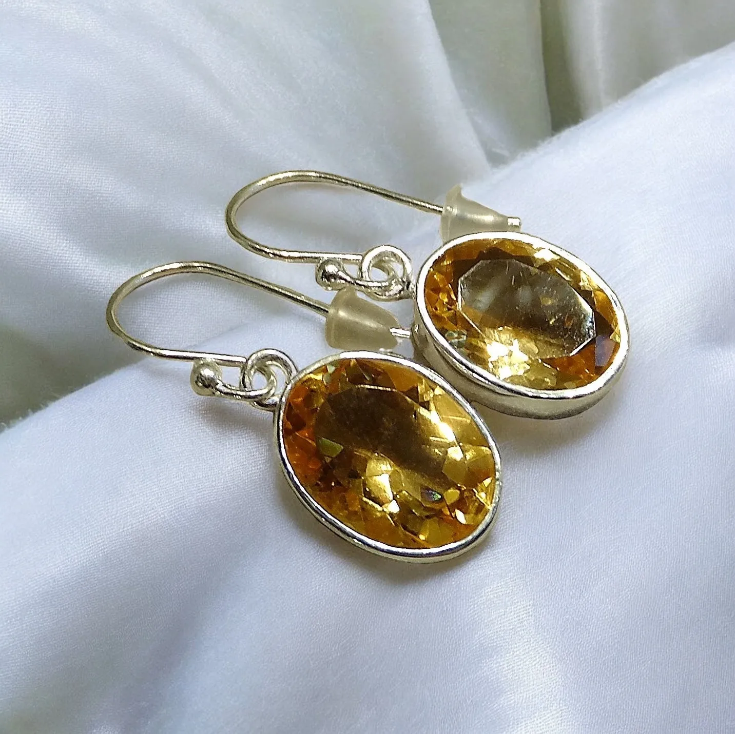 Genuine Citrine Gemstone Drop Earrings