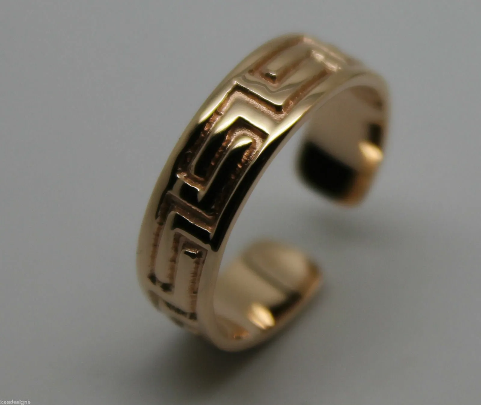 Genuine Solid 9ct Yellow or Rose or White Gold Sterling Silver Celtic Greek Key Toe Ring 275a