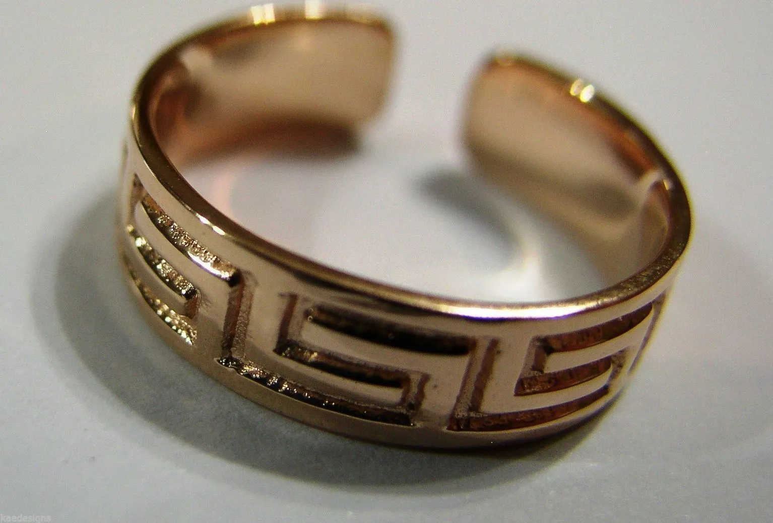 Genuine Solid 9ct Yellow or Rose or White Gold Sterling Silver Celtic Greek Key Toe Ring 275a