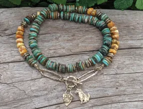 Genuine Turquoise & Baltic Amber Boho Necklace. Custom Order For Nana.