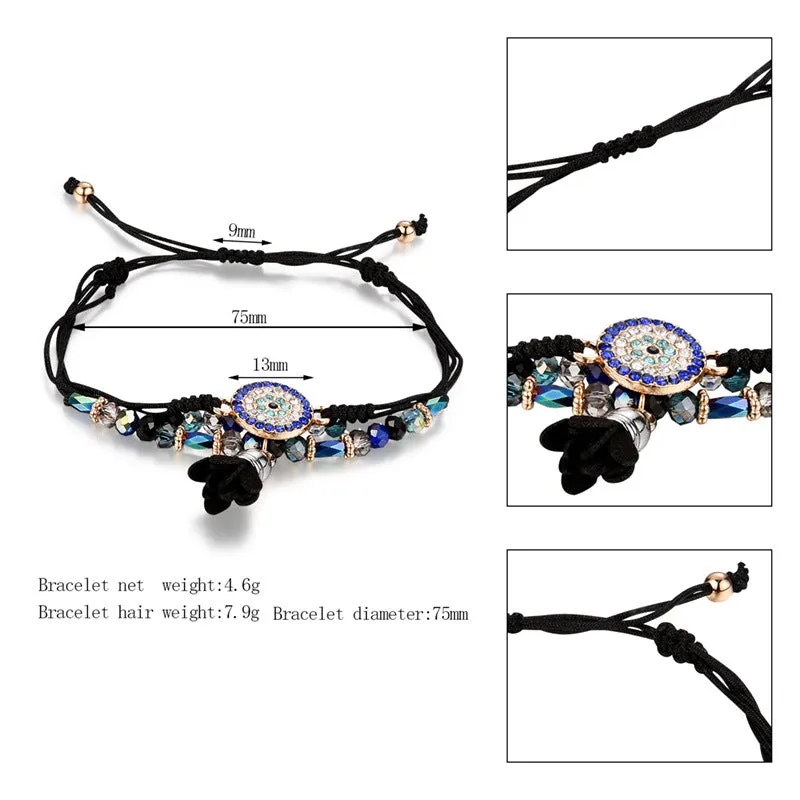 Geometric Round Rhinestone Inlaid Black Flower Pendant